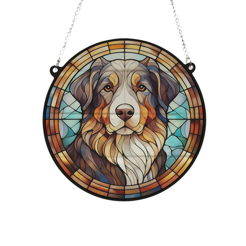 Bernese Mountain Dog Stained Glass Effect Suncatcher